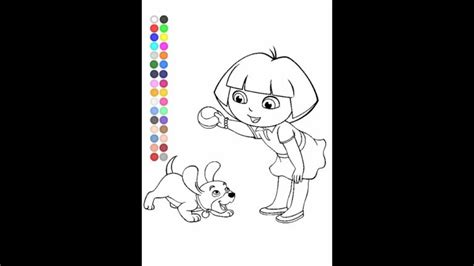 Dora The Explorer Coloring Games - Dora And Perrito Coloring Page