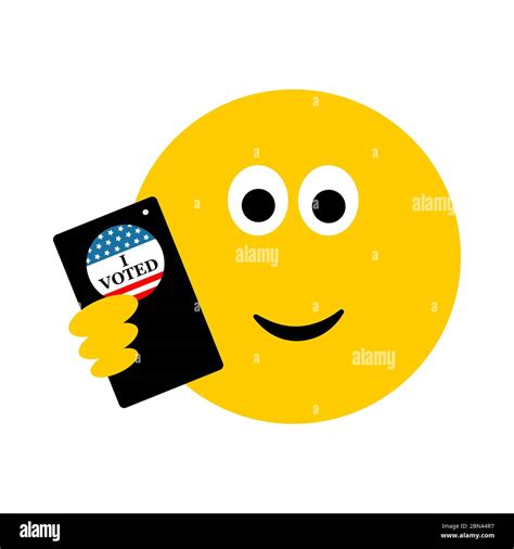 Go Vote Emoji with phone and I Voted pin, USA elections, young, millennial voter concept Stock ...