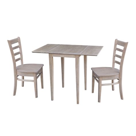 Small Dual Drop Leaf Table with Two Chairs - Washed Gray Taupe - Walmart.com - Walmart.com