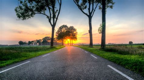 🔥 Download Desktop Wallpaper Road Highway Trees Landscape Sunset HD by @davidp | Tree Landscape ...