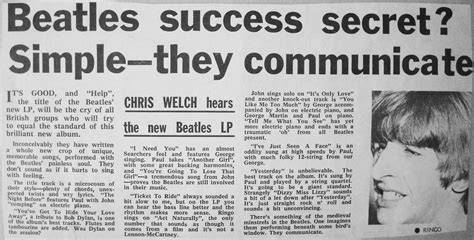 Beatles 'Help!' Album Review, Melody Maker - Chris Welch