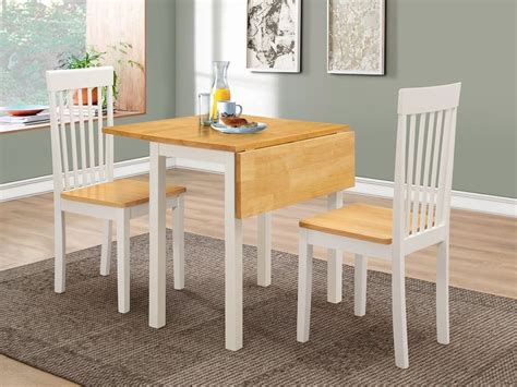 2 Seater Dining Set Extendable Rectangular Table White Wood Kitchen ...