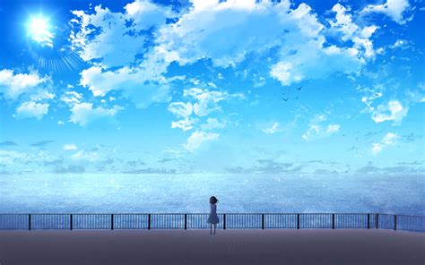 1920x1200 Resolution Anime Girl Near Ocean 1200P Wallpaper - Wallpapers Den