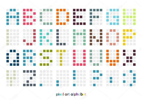 Pixel art alphabet font in pastel colors — Stock Vector © slunicko1977 #20264643