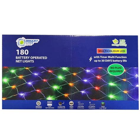 Smart Lights Battery Operated Net Lights 180 Set - Multi Colour