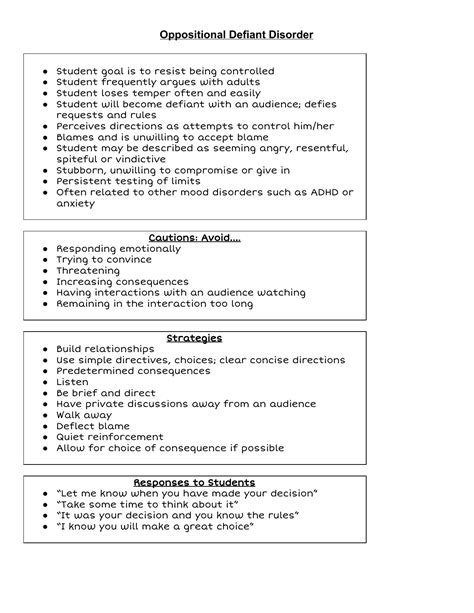 Oppositional Defiant Disorder Worksheets - Printable Word Searches