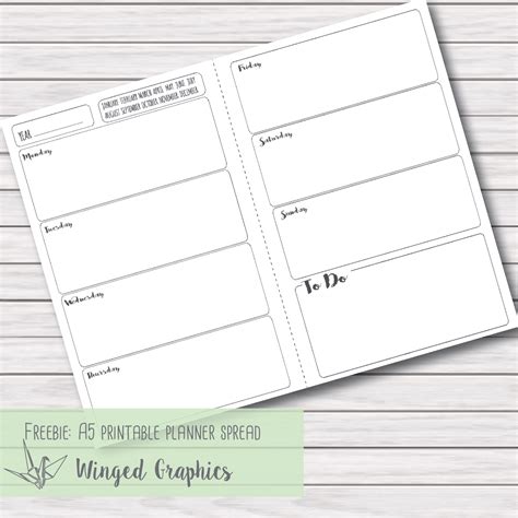 Winged Graphics : FREEBIE FRIDAY #3: PRINTABLE A5 PLANNER INSERTS