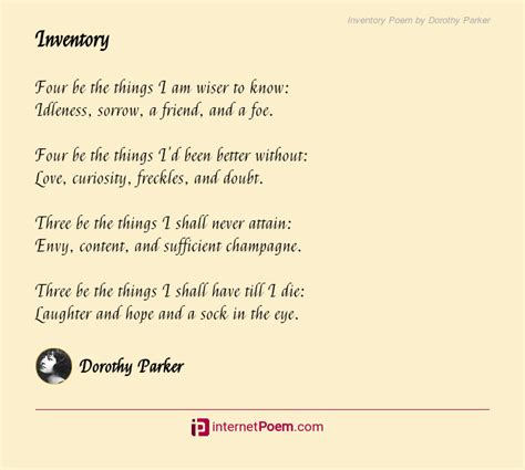 Inventory Poem by Dorothy Parker