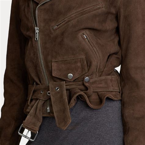 Womens Dark Brown Suede Motorcycle Leather Jacket