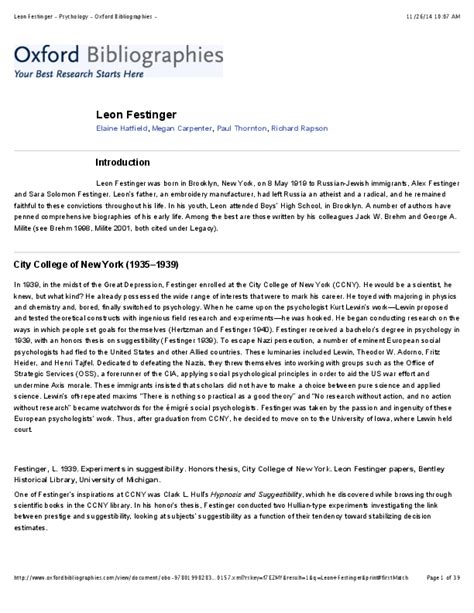 (PDF) Biography of Leon Festinger