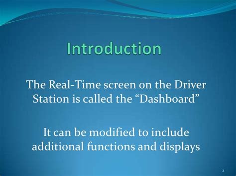 Creating interactive dashboard frc driver station - lasopawell