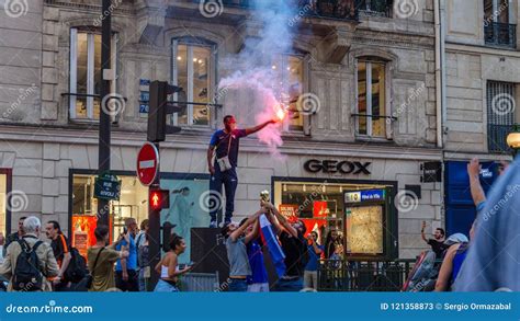 Celebration of the Victory of France in the World Cup 2018. they are ...