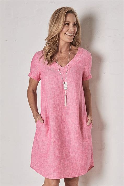 Linen - V-Neck Linen Dress | Womens linen clothing, Dresses, Clothes