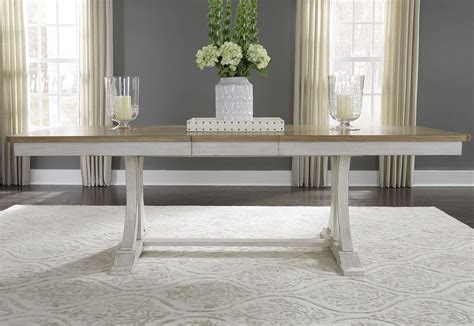 Farmhouse Reimagined Antique White Extendable Trestle Dining Table | Trestle dining tables ...