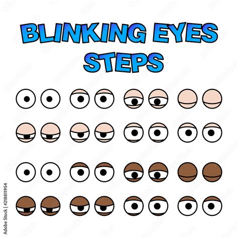 blinking eyes steps vector preset for character animation design isolated on white Stock Vector ...