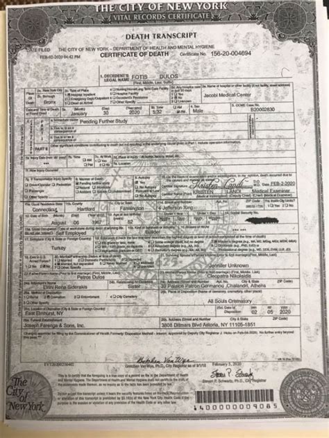 Fotis Dulos' death certificate reveals he was cremated days after his death