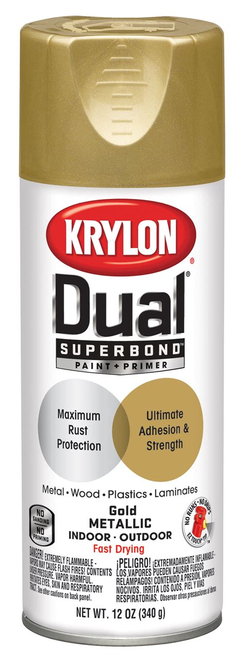 Krylon Dual SuperBond Paint + Primer Spray Paint Metallic Finish, Gold, 12 oz. - Walmart.com