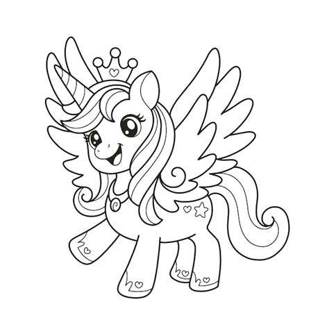 Premium Vector | Unicorn printable coloring page illustration