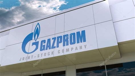 Gazprom logo on the modern building facade. Editorial 3D rendering - Stoc , #sponsored, #modern ...