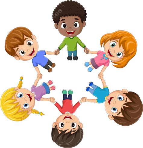 Cartoon Children Holding Hands In A Circle, Black, Fun, Global PNG and Vector with Transparent ...