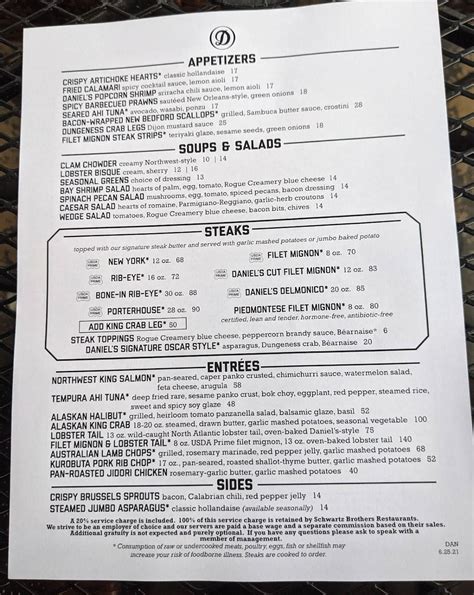 Menu at Daniel's Broiler - Leschi steakhouse, Seattle, 200 Lake Washington Blvd