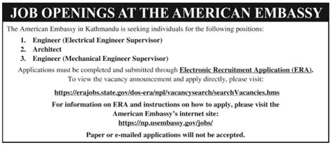 Job Openings at The American Embassy