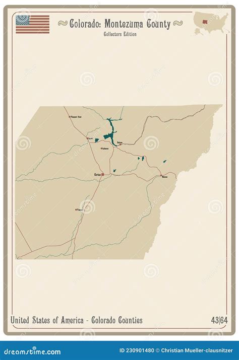 Map of Montezuma County in Colorado Stock Vector - Illustration of citizens, seat: 230901480