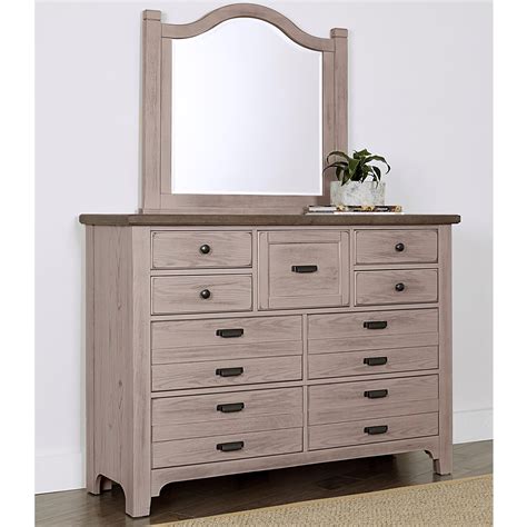 Laurel Mercantile Co. Bungalow Transitional 9 Drawer Master Dresser with Master Arch Mirror ...