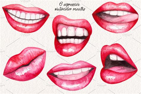 Watercolor Lips Collection | Pre-Designed Photoshop Graphics ~ Creative Market