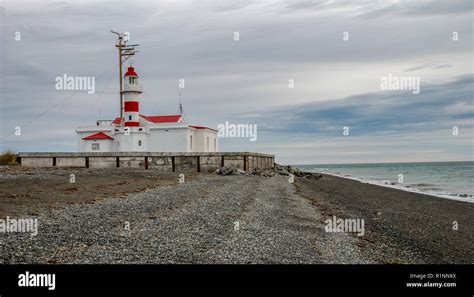 Punta Delgada lighthouse on Magellan strait Stock Photo - Alamy