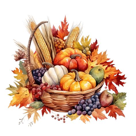 Thanksgiving Cornucopia In Watercolor, Cornucopia, Thankful, Harvest PNG Transparent Image and ...