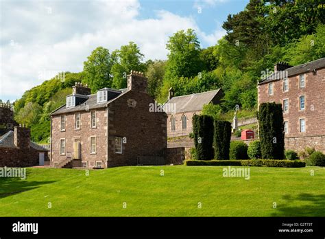 Robert Owen House and Garden. New Lanark World Heritage Site Stock Photo - Alamy