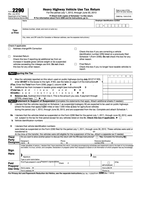 Printable 2290 Form - Customize and Print