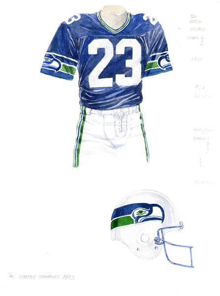 NFL Seattle Seahawks 1983 uniform original art – Heritage Sports Art