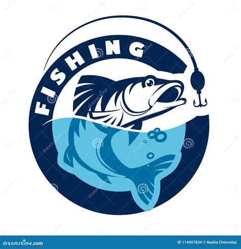 Logo or Emblem for Fishing Club. Vector Illustration Stock Vector - Illustration of bass, nature ...