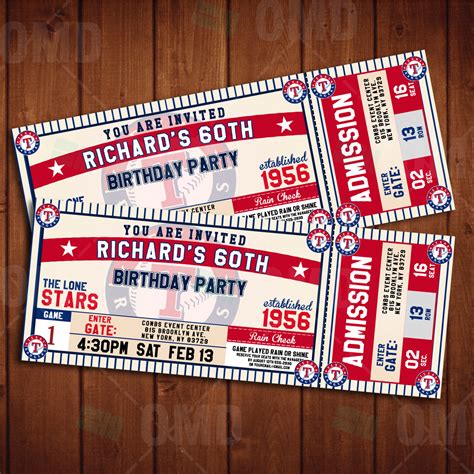 Texas Rangers Classic Ticket Sports Party Invitations – Sports Invites