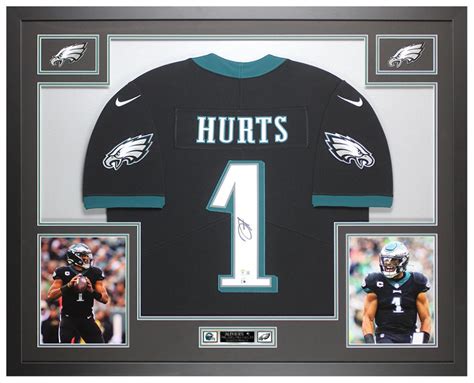 Jalen Hurts Signed Custom Framed Eagles Jersey Display (Beckett ...