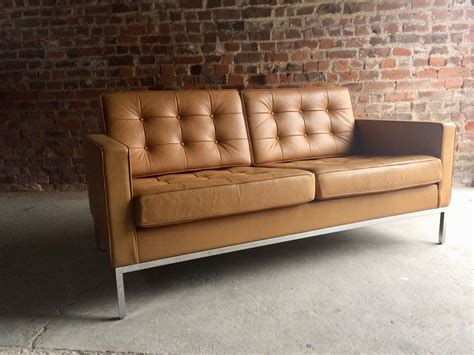 Vintage 2-Seater Leather Sofa by Florence Knoll for Knoll for sale at Pamono