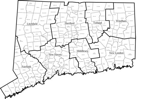 State Of Ct Map With Towns - Printable Map