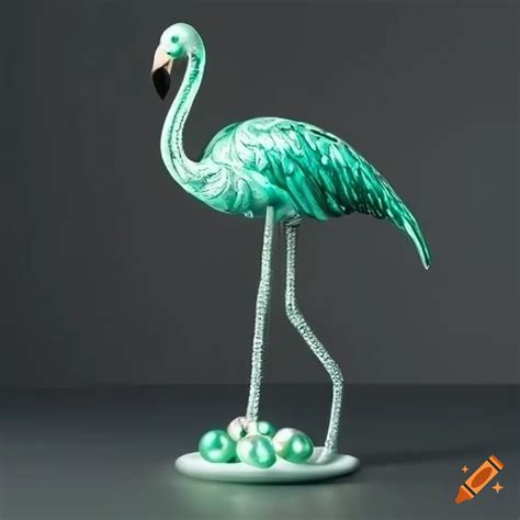 Sculpture of a bejeweled flamingo
