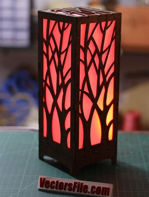 Laser Cut Wooden Box Lamp Night Light Desk Lamp Design Table Lamp DXF and CDR File | Vectors File