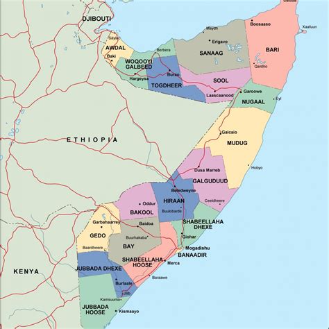 somalia political map. Vector Eps maps. Eps Illustrator Map | Vector World Maps