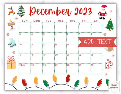 Printable December Calendar 2023 Christmas Calendar Holiday - Etsy in ...