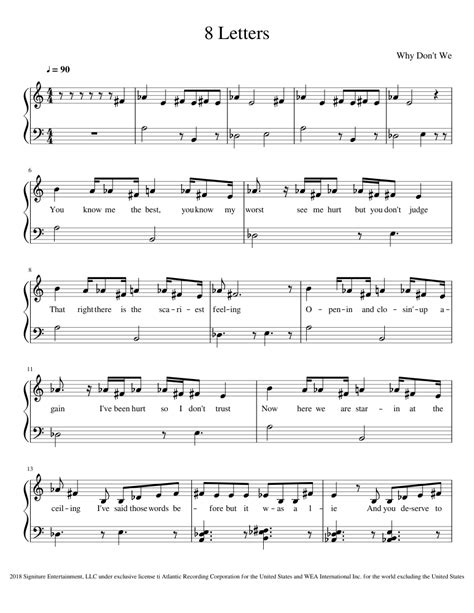 8 Letters Sheet music for Piano | Download free in PDF or MIDI ...