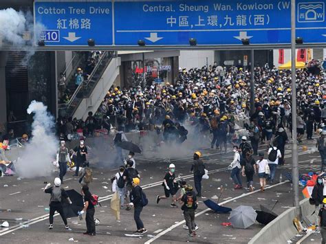 Hong Kong Police Use Tear Gas, Rubber Bullets In Clashes With Thousands Of Protesters : NPR