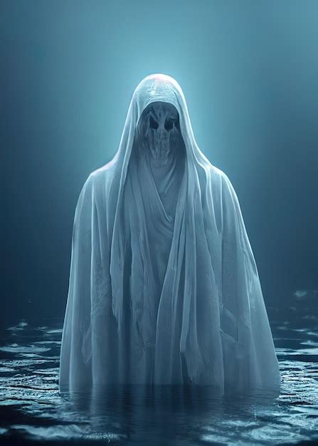 Premium Photo | Floating ghost of an evil spirit above the water in the ...