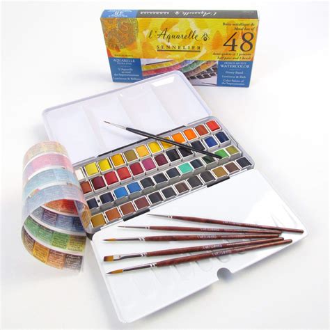 Sennelier l'Aquarelle French Artists' Watercolor - Metal Box of 48 Half Pans - KDS Art Store