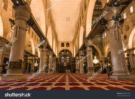 March 15, 2017 - The interior inside of Al-Aqsa Mosque at Aqsa Complex ...