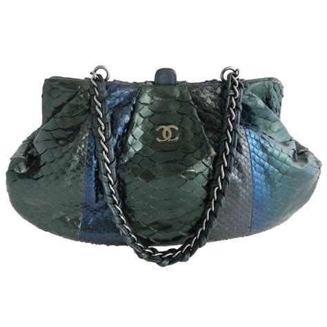 Chanel Green Blue Python Bag / Purse | Bags, Python bags, Purses and bags