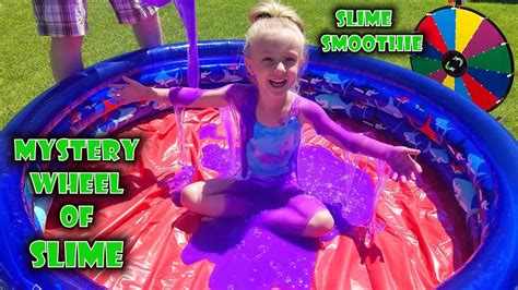 Mystery Wheel of Slime Challenge!!! Giant Slime Smoothie in a Pool! I Mixed All My Slime ...